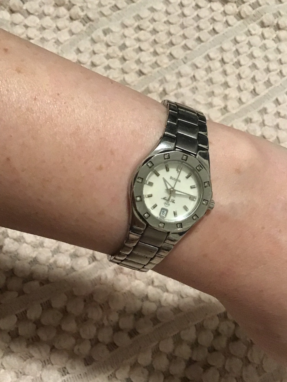 Bulova Silver and White Women's Marine Star diamond accent watch